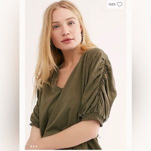 Free People Fever Dream Tee in Olive sz M